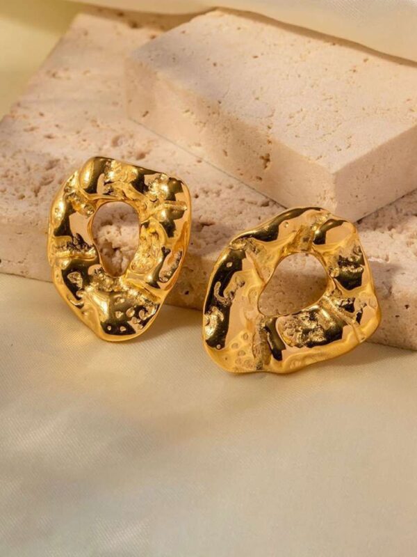 18K Gold Plated Textured Donut Earrings – Anti-Tarnish Statement Jewelry