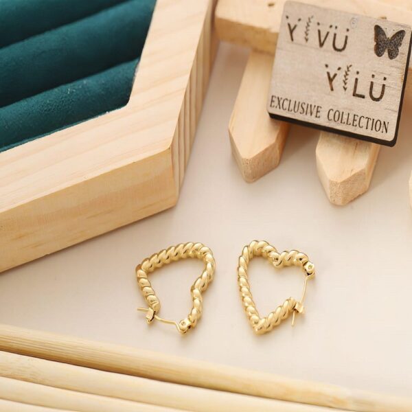 Anti-Tarnish 18K Gold Plated Exclusive Heart Hoops