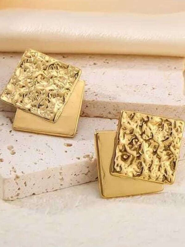 Anti-Tarnish 18K Gold Plated Layered Square Earrings