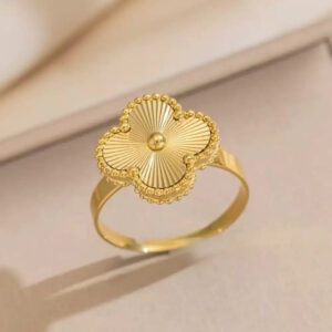 Golden Clover Adjustable Ring for Women | Anti-Tarnish & Waterproof Finish