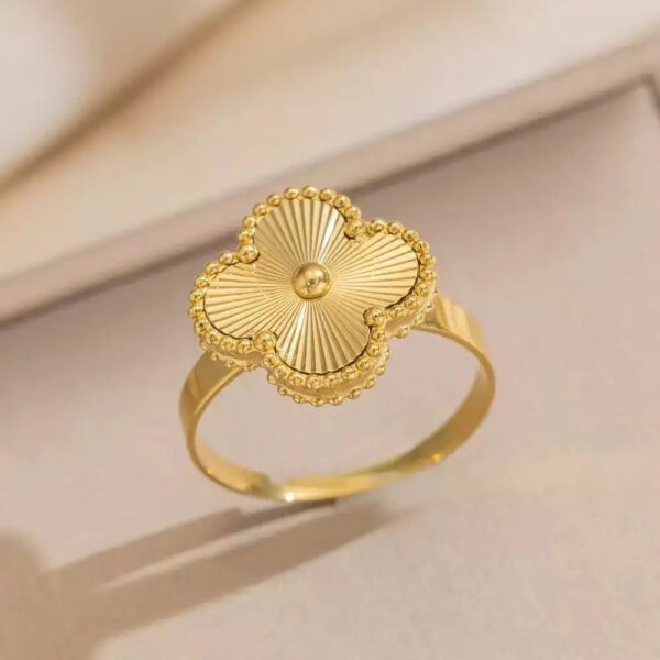 Golden Clover Adjustable Ring for Women | Anti-Tarnish & Waterproof Finish