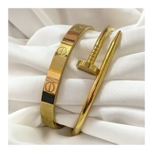 Luxury 18k Gold Plated Bracelet Combo for Women | Screw & Nail Design |  Anti-Tarnish