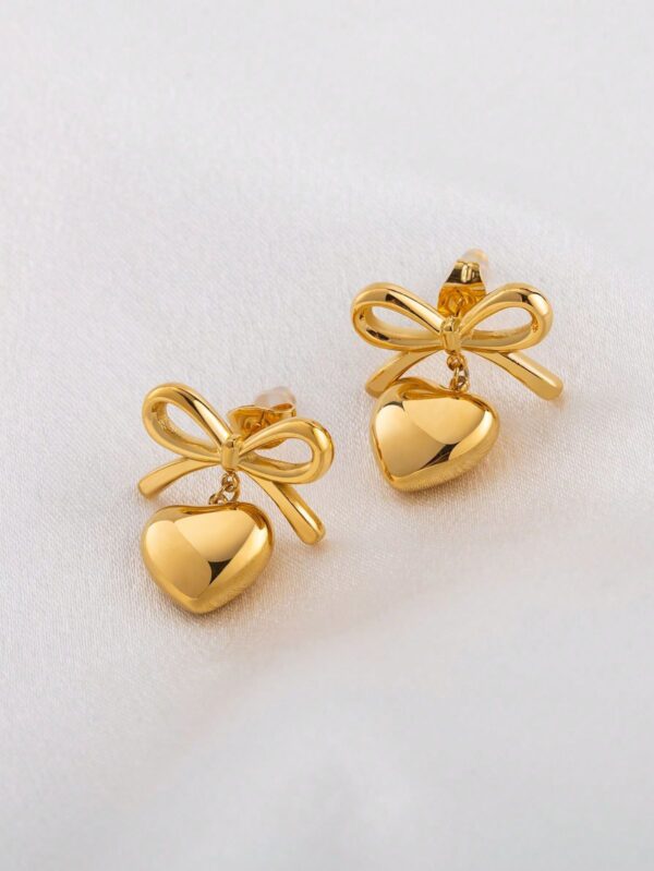 Bow Heart Earrings & Pendant Combo - Image 2
