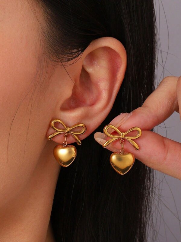 Bow Heart Earrings & Pendant Combo - Image 4