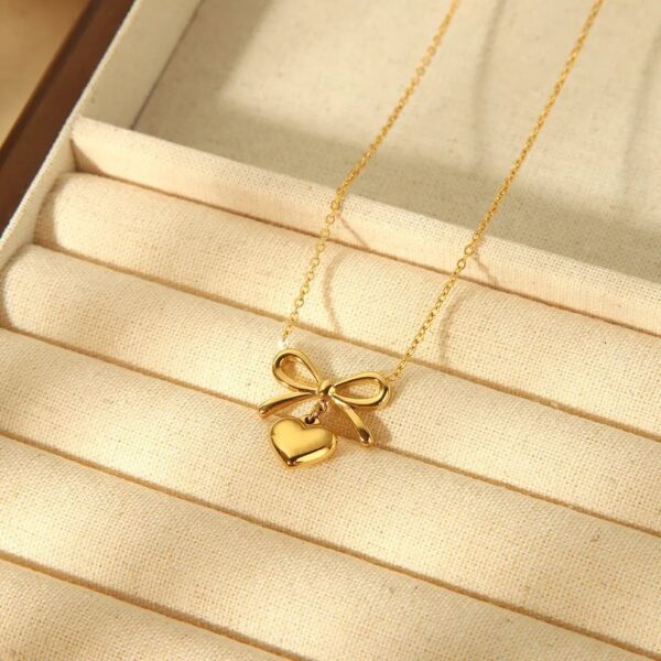 Bow Heart Earrings & Pendant Combo - Image 3