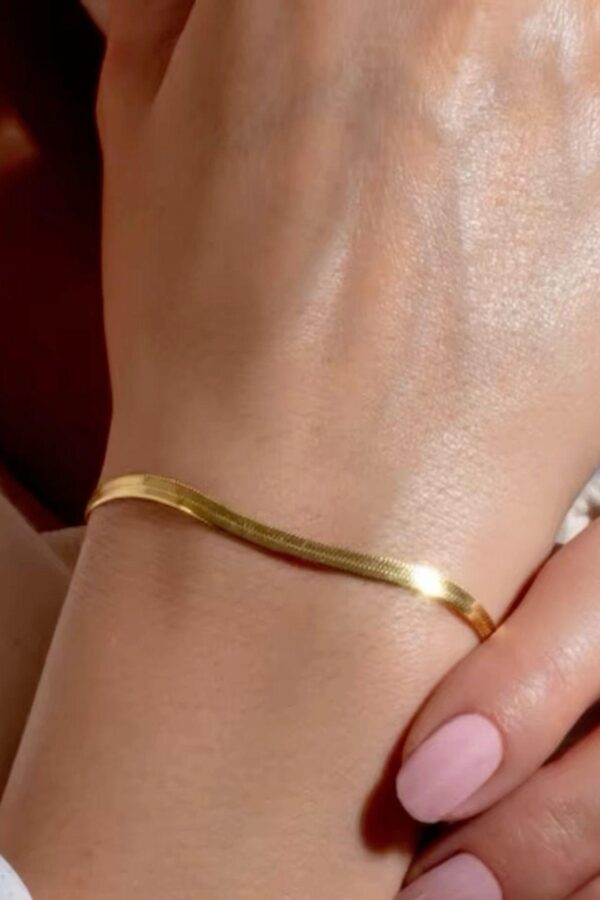18K Gold Plated Adjustable Flat Chain Bracelet - Image 2