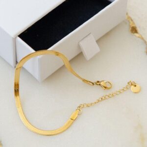 18K Gold Plated Adjustable Flat Chain Bracelet