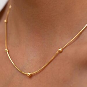 Minimalist Gold-Plated Beaded Chain Necklace