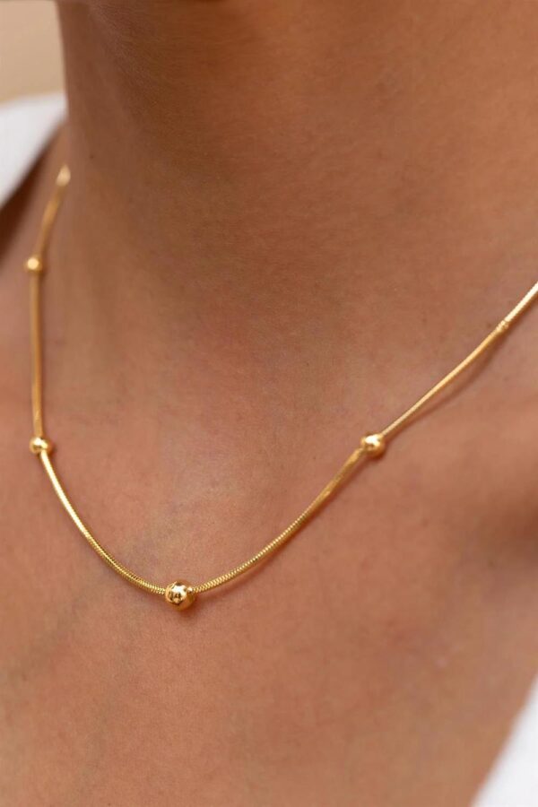 Minimalist Gold-Plated Beaded Chain Necklace