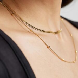 Snake Chain and Beads Chain Combo – Gold-Plated Necklace Set