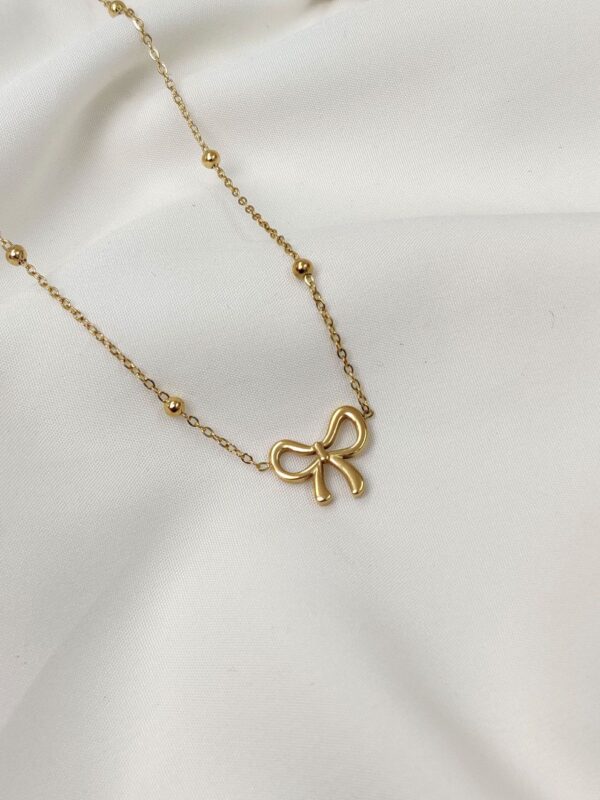 Gold-Plated Bow Pendant Necklace – Dainty & Elegant - Image 3