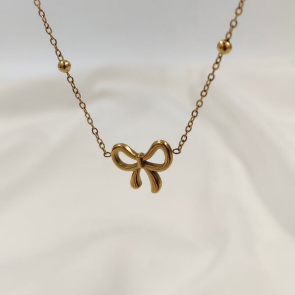 Gold-Plated Bow Pendant Necklace – Dainty & Elegant - Image 2