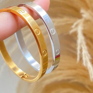 18K Gold & Silver Screw-Lock Bangles – Premium Finish Combo