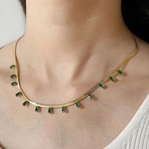 18K Gold Plated Emerald Choker Necklace