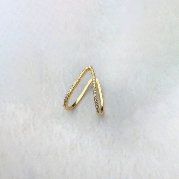 18K Gold Plated Double Band CZ Ring - Image 4