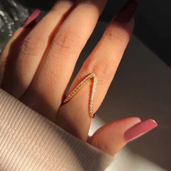18K Gold Plated Double Band CZ Ring - Image 3