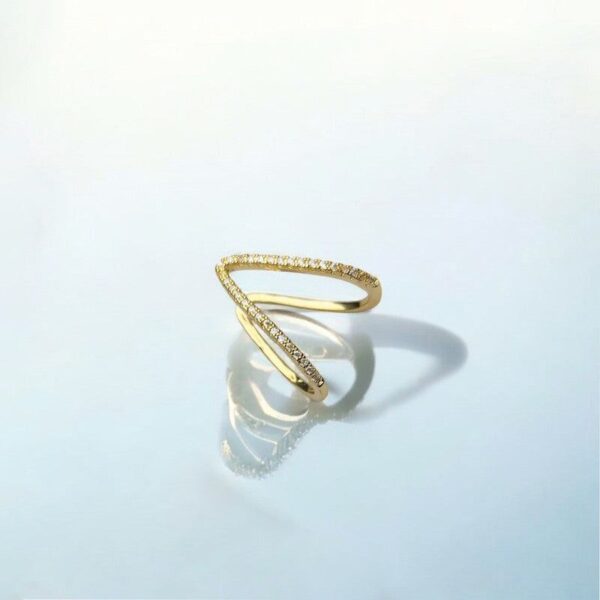 18K Gold Plated Double Band CZ Ring - Image 2