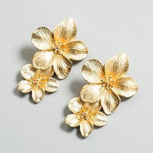 Korean Style Gold-Plated Floral Earrings | Anti-Tarnish Statement Jewelry