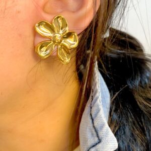 Gold Plated Flower Stud Earrings