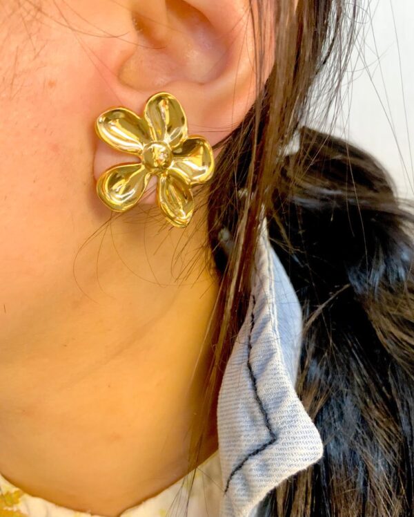 Gold Plated Flower Stud Earrings