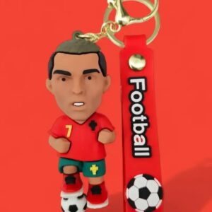 Cristiano Ronaldo Keychain – CR7 Football Player with Red Strap