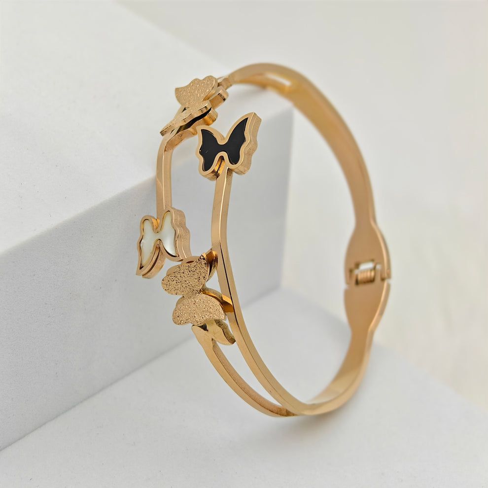 Rose Gold Butterfly Bracelet – Elegant Bangle Style - Image 3