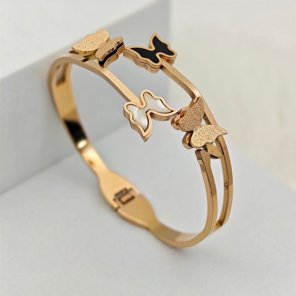 Rose Gold Butterfly Bracelet – Elegant Bangle Style - Image 2