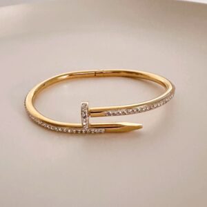18K Gold Plated Nail Bracelet – Modern Bangle
