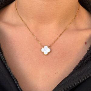 White Single Clover Necklace