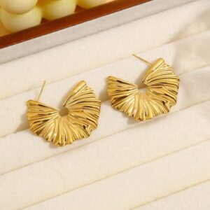 18K Gold-Plated Sculpted Ripple Hoop Earrings – Designer Statement Style