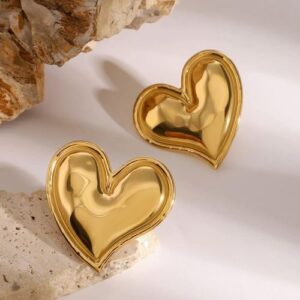 18K Gold-Plated Heart Statement Stud Earrings