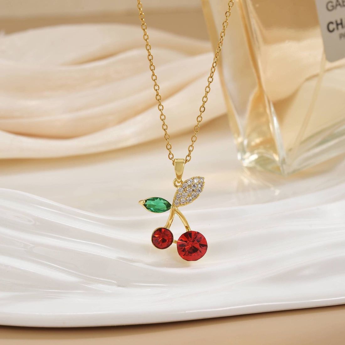 18K Gold Plated Cherry Pendant Necklace