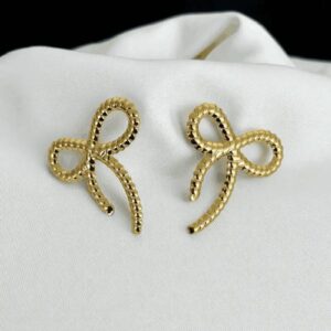 18K Gold Plated Bow Knot Stud Earrings