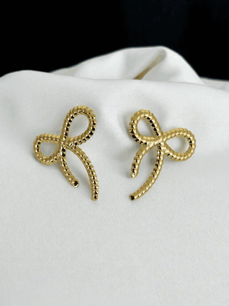 18K Gold Plated Bow Knot Stud Earrings
