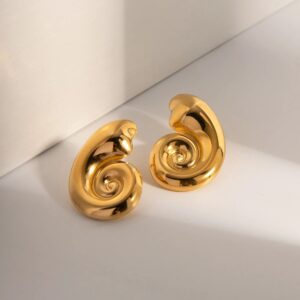 18K Gold Plated Spiral Shell Stud Earrings