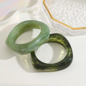 Green Harmony Resin Bangle Duo (Jade Mist + Forest Ember)