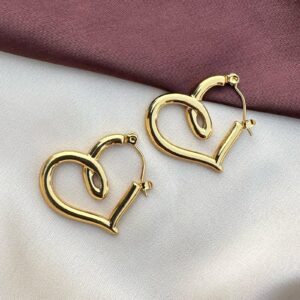 Golden Whirl Heart Hoop Earrings