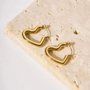 Golden Curve Heart Hoop Earrings