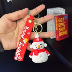 Merry Snowman Christmas Keychain