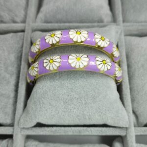 Lavender Floral Cloisonne Enamel Bangle