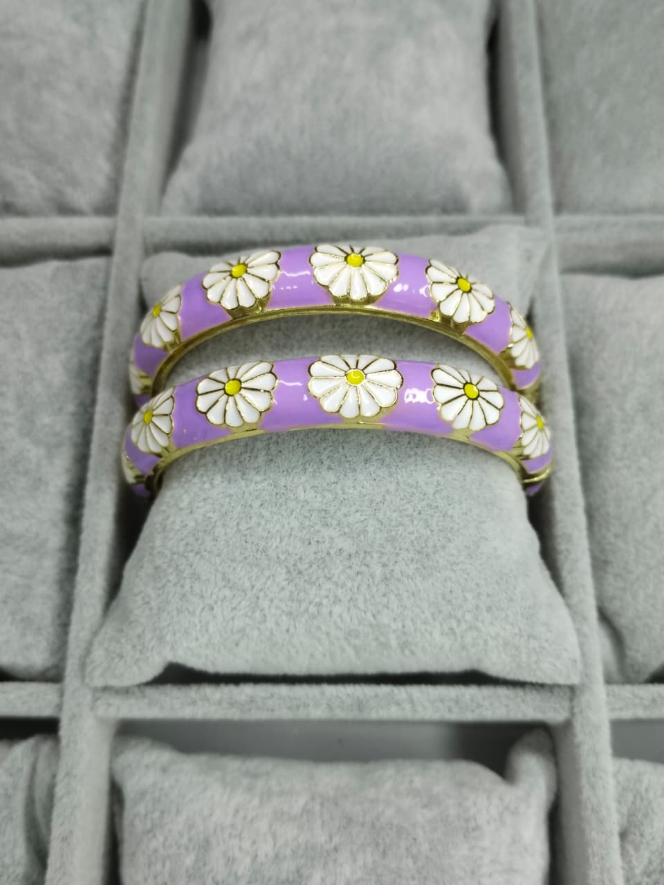 Lavender Floral Cloisonne Enamel Bangle