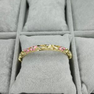 Pink & Ivory Floral Crystal  Enamel  Bangle