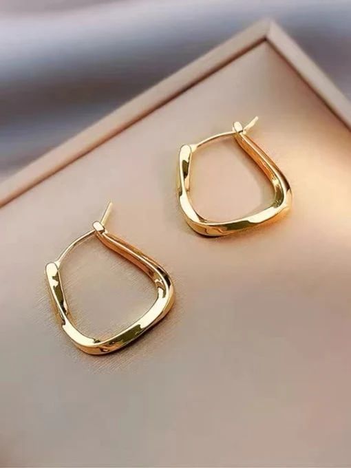 Gold minimal hoop earrings with modern square design