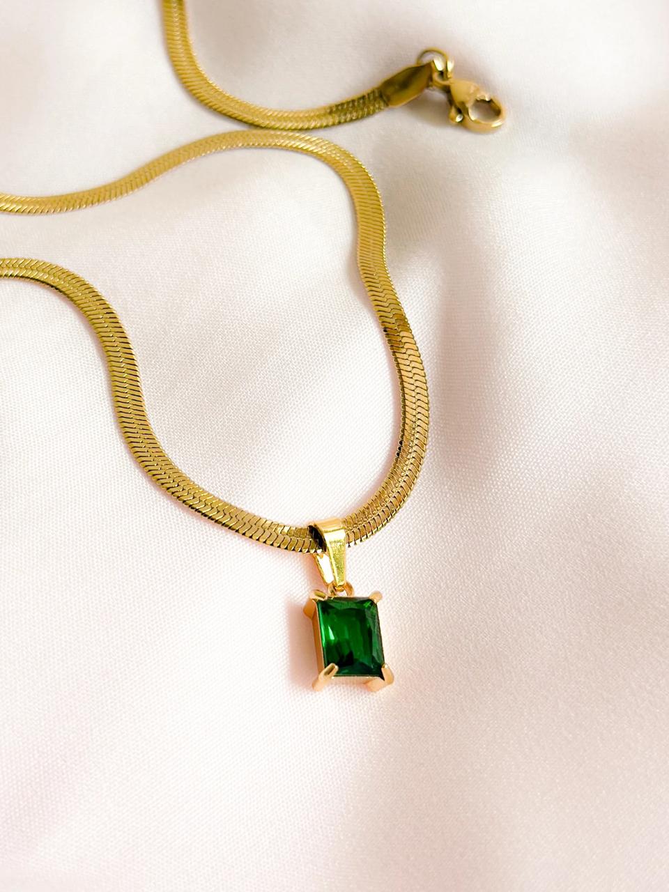 Emerald Green Solitaire Pendant Necklace - Image 2