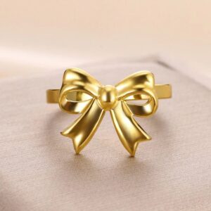 Elegant Bow Knot Gold Plated Adjustable Ring