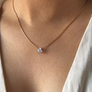 Minimal Teardrop Solitaire Pendant Necklace