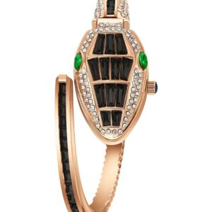 Luxury Snake Bracelet Watch for Women | Rose Gold Crystal Serpent Watch