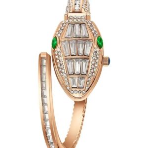 Luxury Snake Bracelet Watch for Women | Rose Gold Crystal Serpent Watch