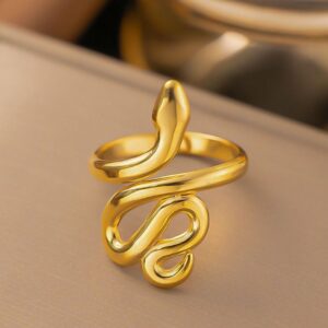 Anti-Tarnish 18K Gold Plated Abstract Snake Wrap Ring