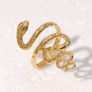 Anti-Tarnish 18K Gold Plated Abstract Snake Wrap Ring